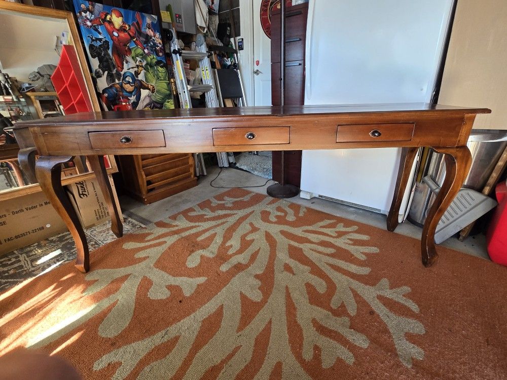 Chippendale Style Solid Wood Console Entryway Sofa Table Desk 3 Drawer