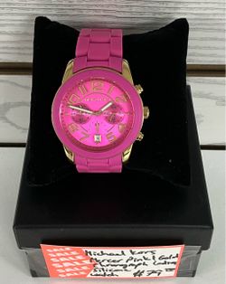 Michael Kors Mercer Pink & Gold Chronograph Ladies Silicone Watch