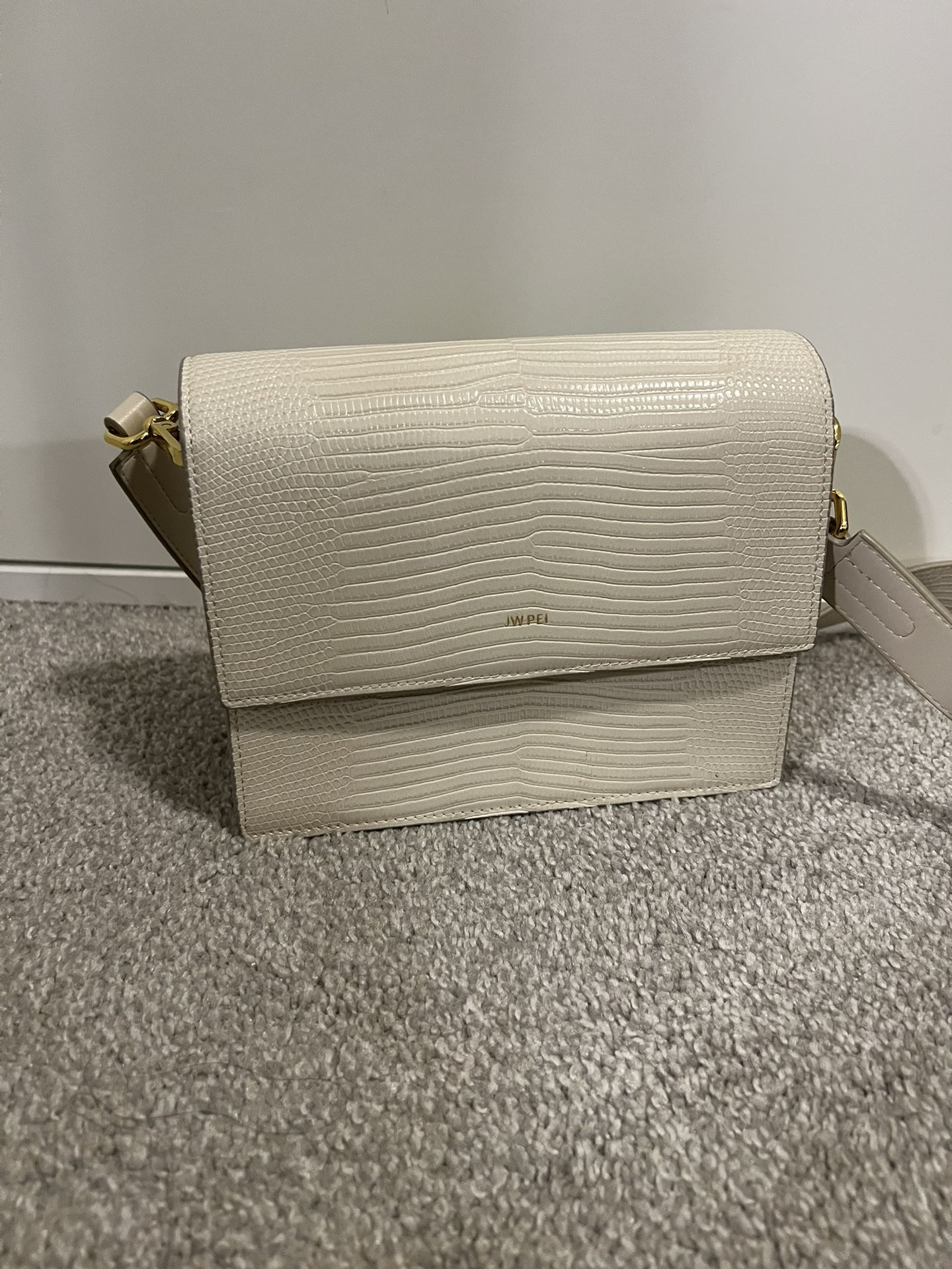 JW Pei Ivory Lizard Crossbody Bag