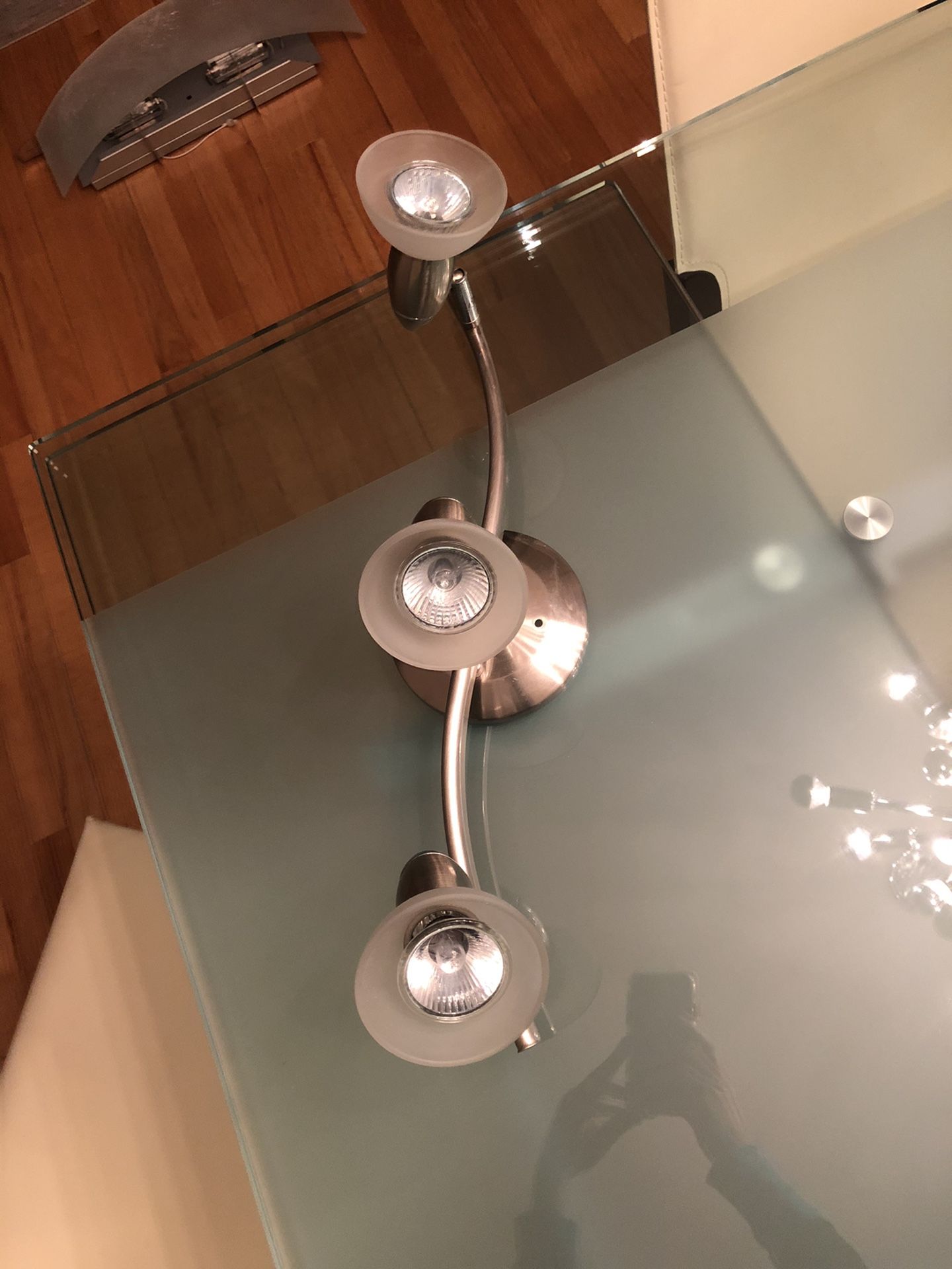 Brushed Nickel And Frosted Glass Light Fixture Like New