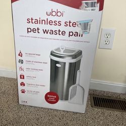 Ubbi Pet Waste Pail, Cat Litter Disposal System, Odor Locking, Chrome