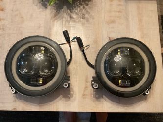 LED headlights with halo ring for 2018-2026 Jeep Wrangler