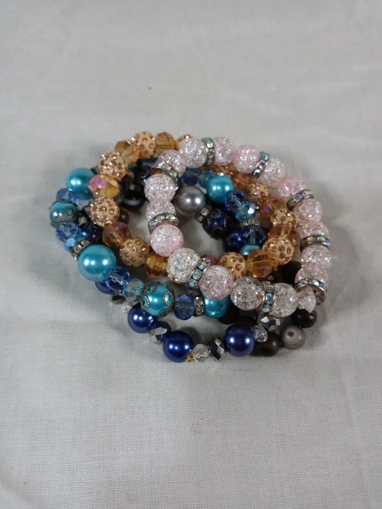 5 Piece Beautiful Colorful Beads Handmade Women Bracelets *Jewelry Bundle*