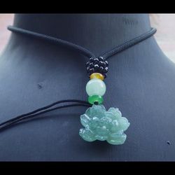 Certificate Jadeite Jewelry Hand Carved light Green Myanmar Burmese Jadeite Jade Pendant Wealth Lotus Pendant