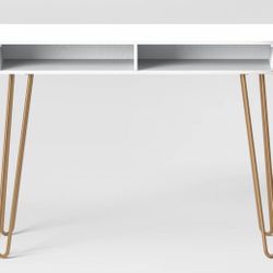 Hairpin Writing Desk with Storage White - Threshold