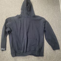 Men 2XL Unknown brand black pullover hooded  sweatshirt,  orange diamond on back, Lot 14