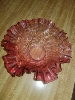 Vintage Cranberry Fenton? Ruffled Wedding Bowl