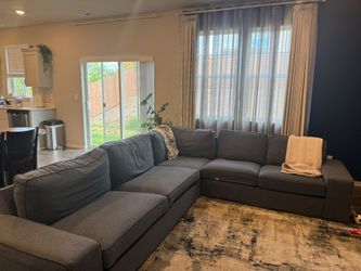 Gray Fabric L-Shaped Sectional Sofa
