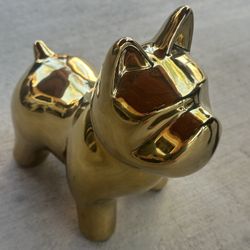 New Gold Ceramic French Bulldog Statue Figurine 