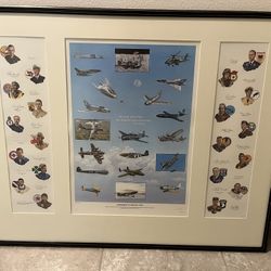 1992 Gathering Of Eagles Signed Print Chuck Yeager Charlie Duke 