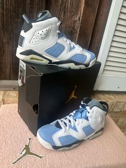 Air Jordan 6 Retro Unc University Blue White Black Size 6.5Y NICE!