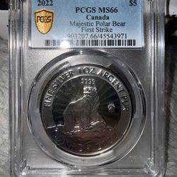 2022 Canada $5 1oz .9999 Fine Silver Majestic Polar Bear  Early Releases