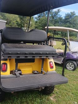 Yellow Golf Cart with Rear Seat