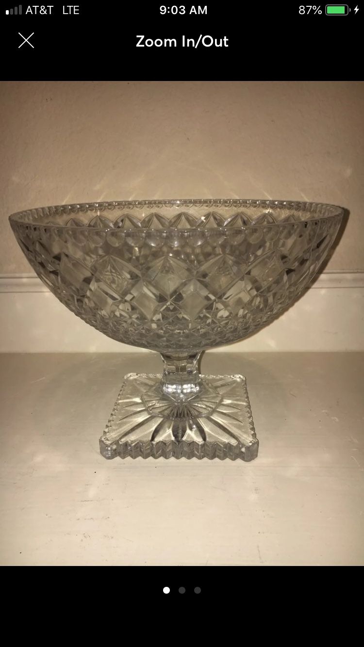 Vintage glass heavy ornate glass bowl Antiques