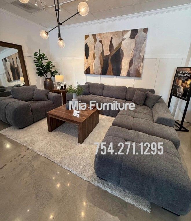 Grey Sectional Sofa Gray Couch NEW Finance Available