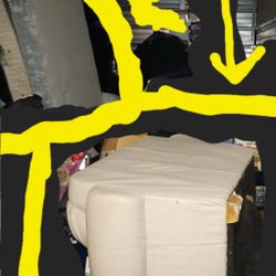 FREE TWIN MATTRESS/BOX SPRING & STURDY TAN LEATHER CHAIR