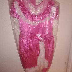 Pink Satin /Lace Girls Dress (10)