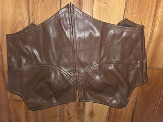 Coffee Brown Strapless Leather Crop Top