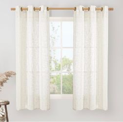 Linen Curtains, 34"x 63", Cream
