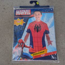 Marvel Comics Spider Man Costume Child S/M Stretch Athletic Shirt