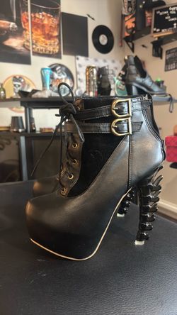 Black Platform Ankle Boot Spine Heel