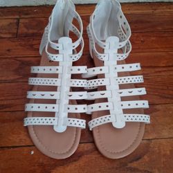 White Leather Sandals Size 3
