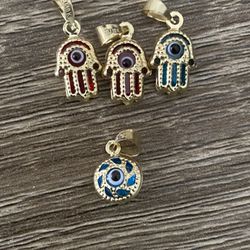 10k Real Gold Evil Eye Pendants 