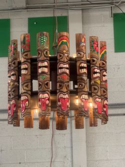 Tiki chandelier 1 of 4, lights on top and bottom
