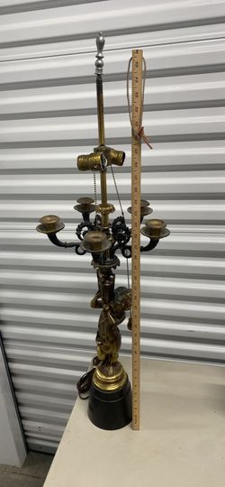 Antique, solid brass and wrought iron Candelabra/lamp