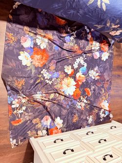 Black flower shower curtain