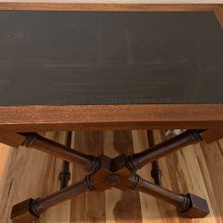 Vintage Brandt Isiah L Jefferson Schooner Clipper Ship Walnut Slate Table