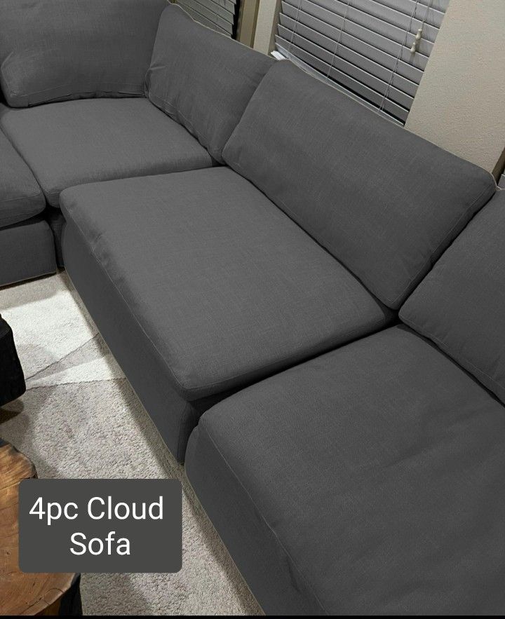 Grey Cloud Modular Sectional Couch Sofa