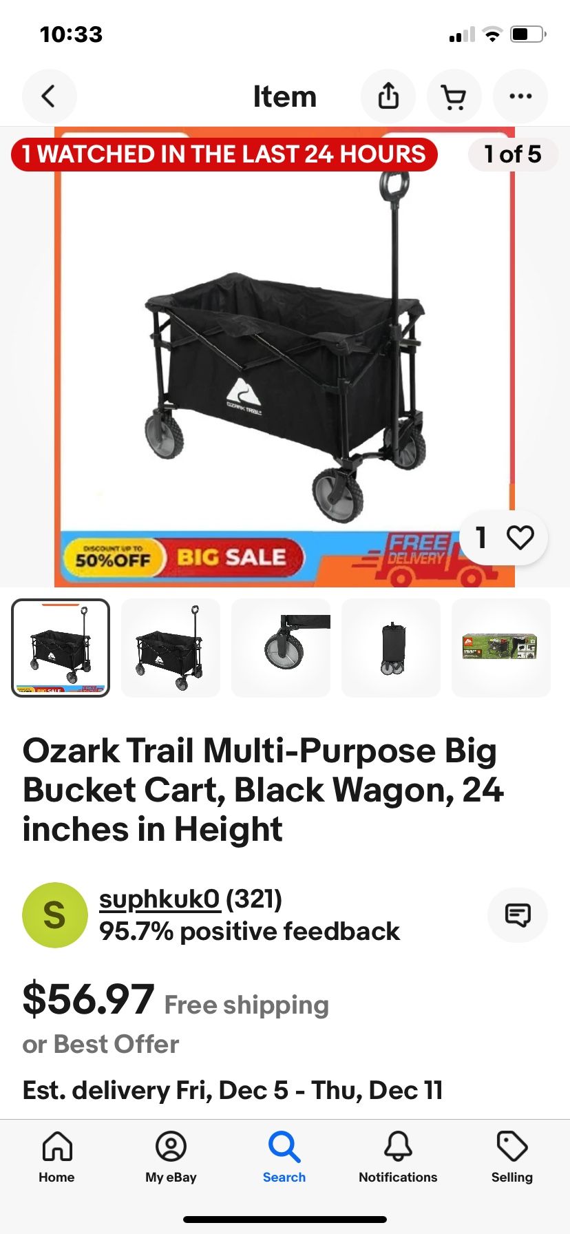 Multi-purpose Big Bucket Cart , Ozark Trail , New 