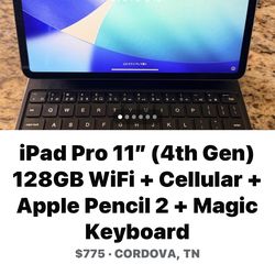 iPad Pro 11” (4th Gen) 128GB WiFi + Cellular + Apple Pencil 2 + Keyboard