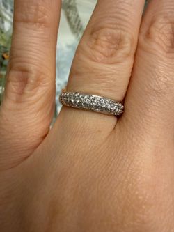 14K white gold natural diamonds ring band