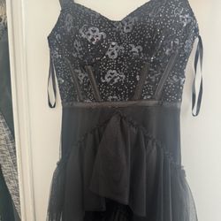 Sequin Corset Black Dress 