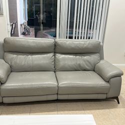 Gray Leather 2  Sofas 1 Chair
