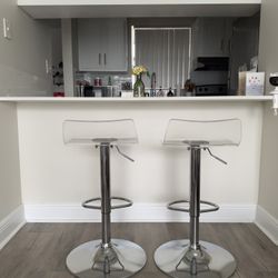 Modern Acrylic Swivel Bar Stools - Adjustable Height (Set of 2)