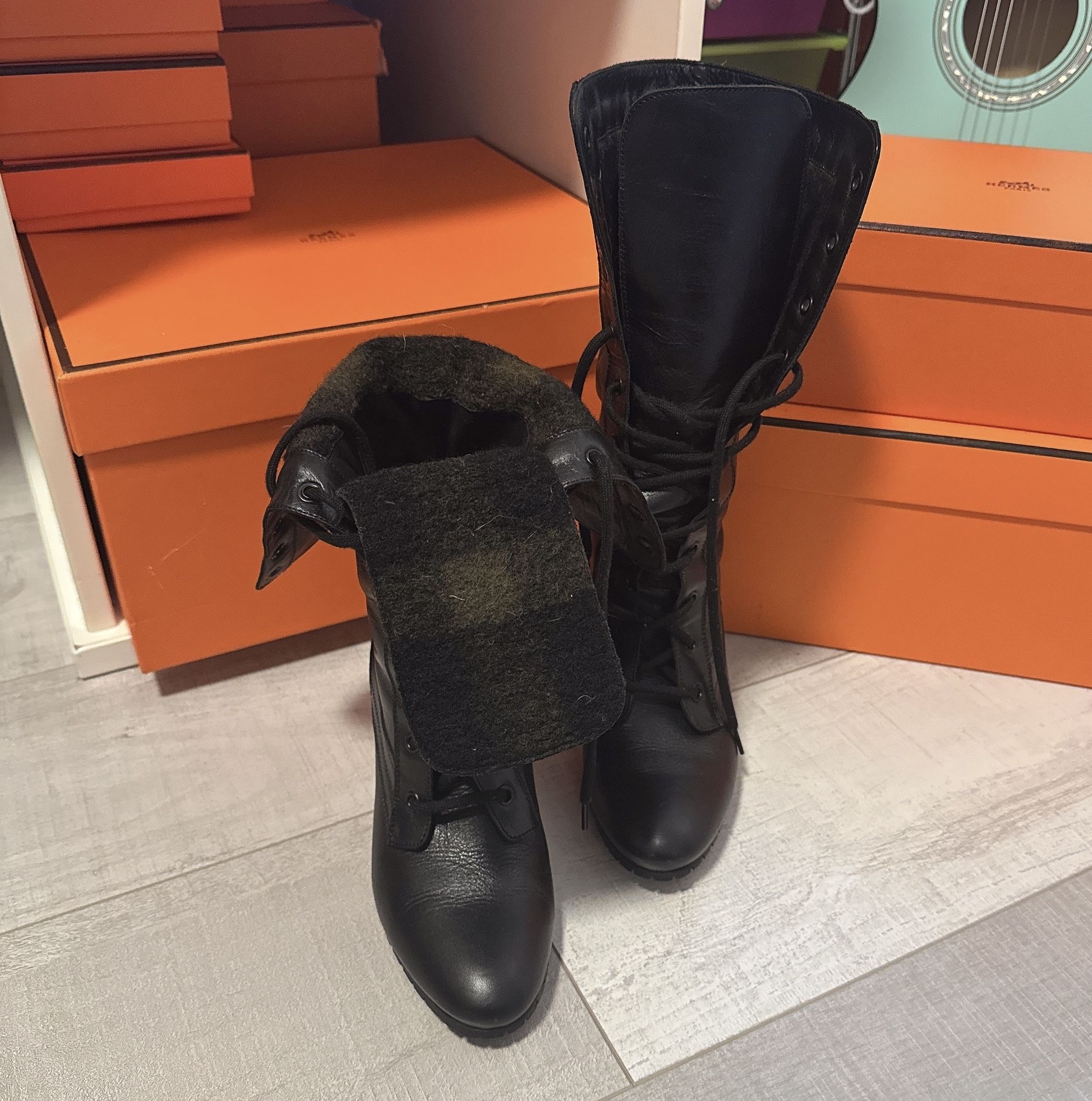 Burberry Black Leather Boots