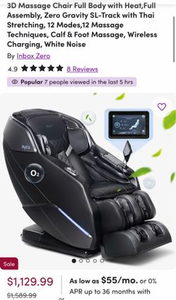 3D Massage Chair Full Body with Heat,Full Assembly, Zero Gravity SL-Track with Thai Stretching, 12 Modes,12 Massage Techniques, Calf & Foot Massage, W
