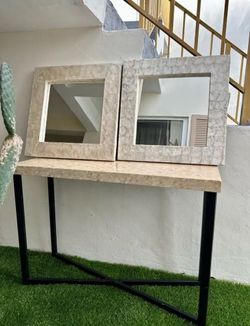 Pier1 console table and pair mirrors must go!
