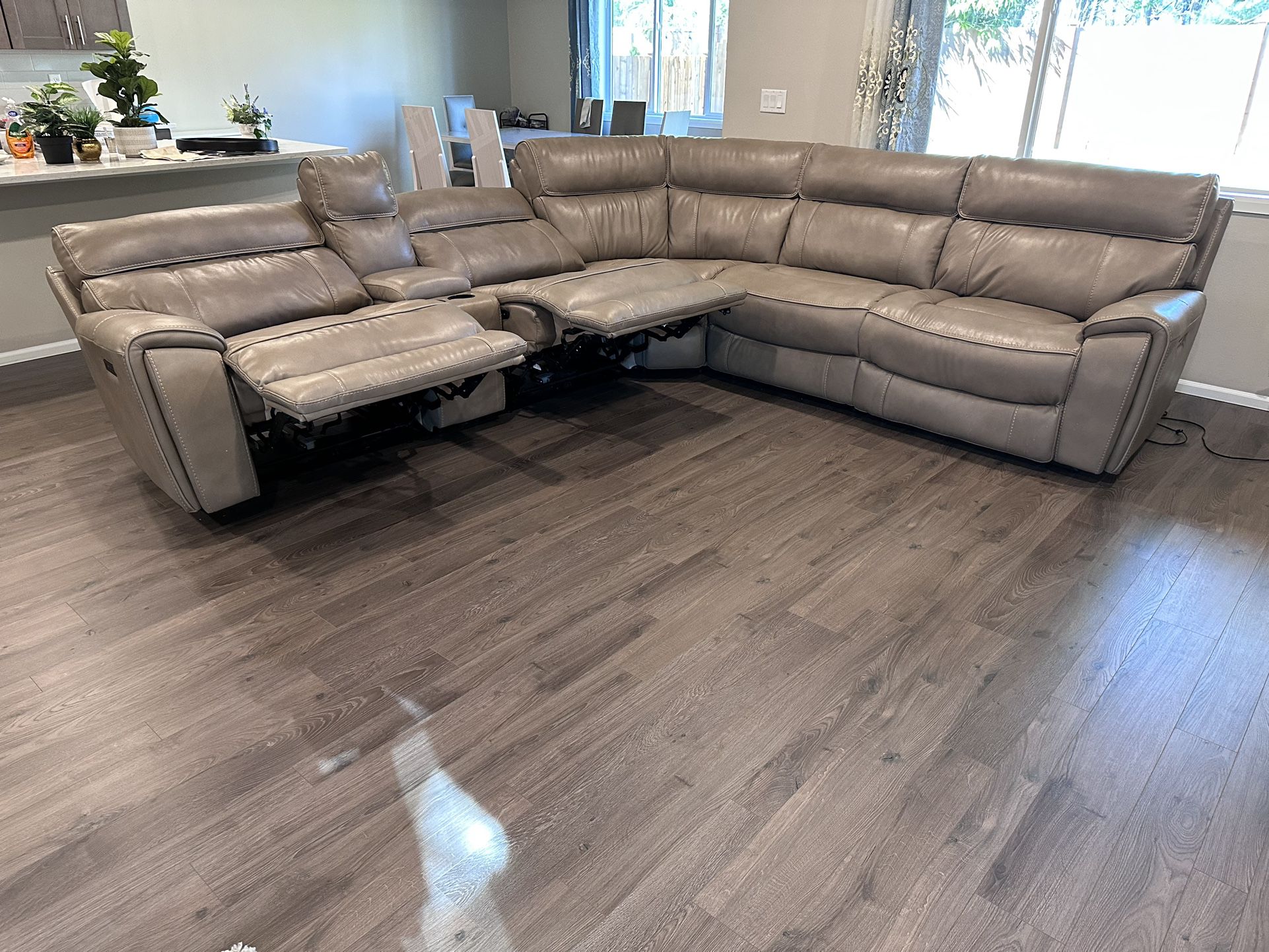 Sectional Leather Sofa with 3 Recliners