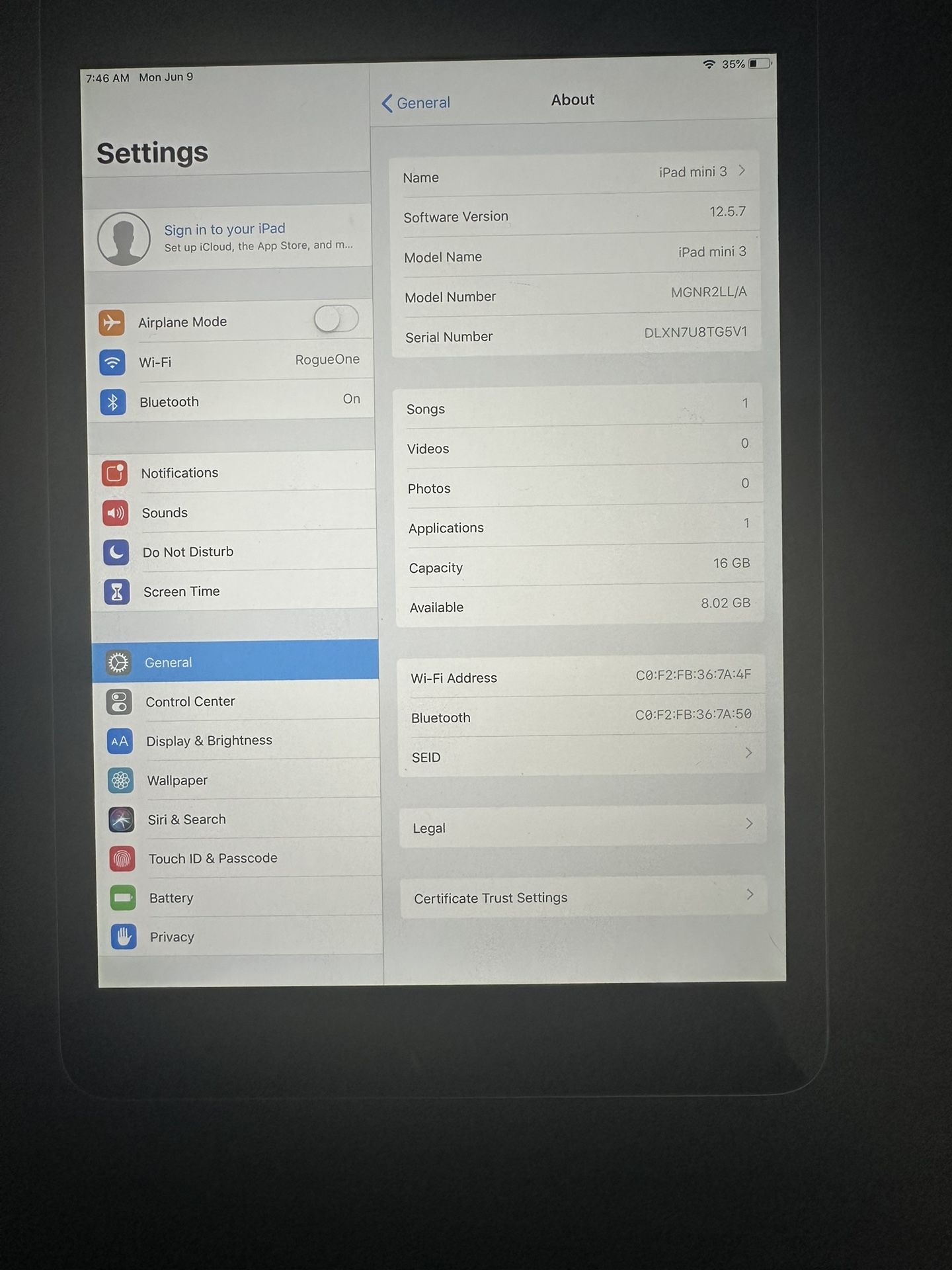 Apple iPad Mini 3 16gb