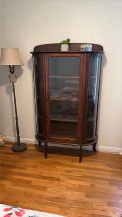 Curio oak cabinet