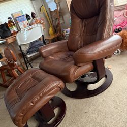 Chair Ottoman 2 Sets Genuine Leather & Clean 