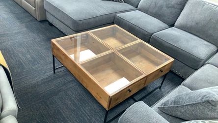 Wood and Glass Display Coffee Table,same day delivery,no credit needed,coffee tables