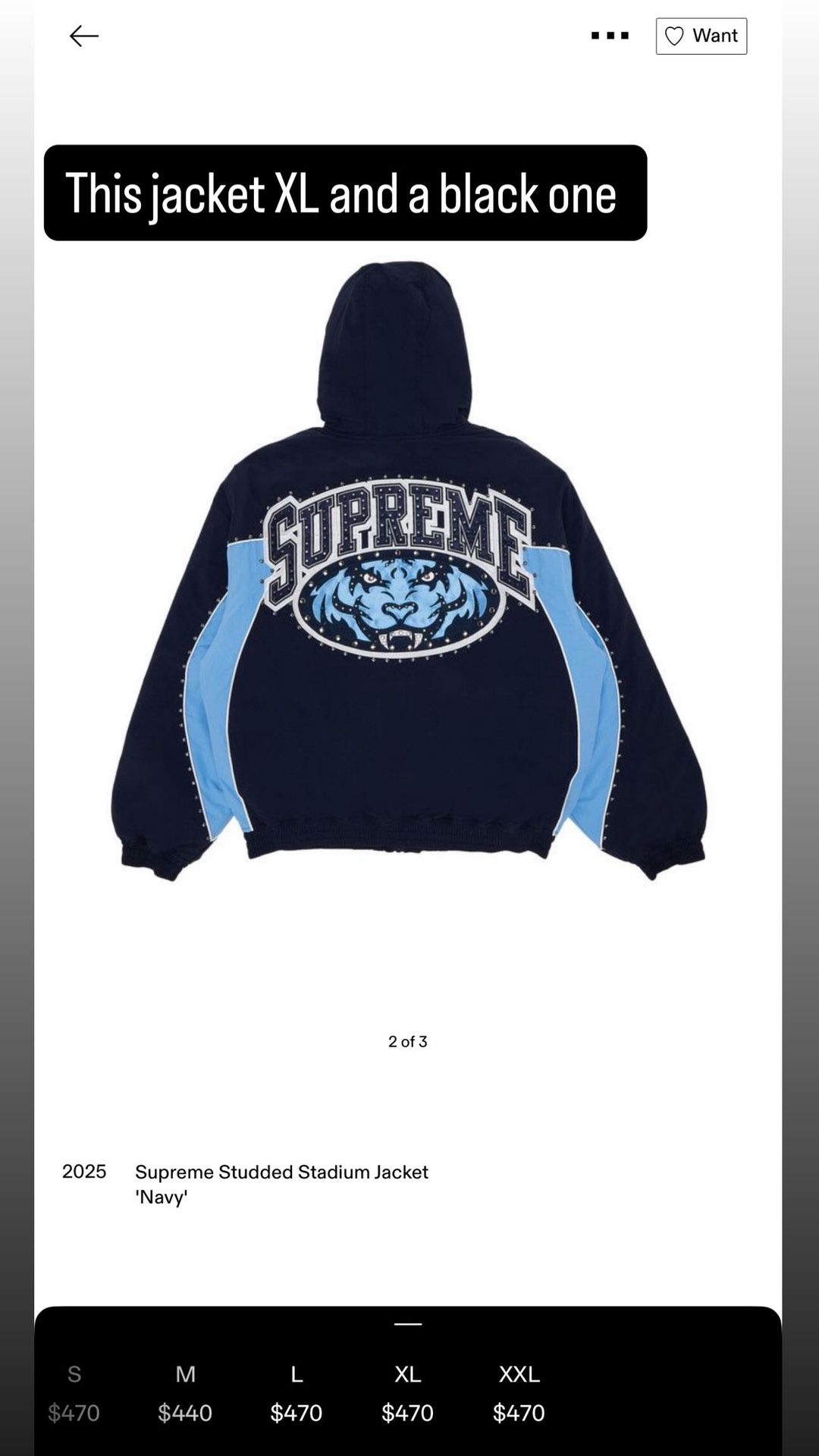 Supreme STUDDED STADIUM JACKET