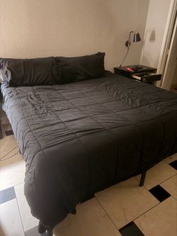 King size mattress and frame,computer desk chair,bookshelves ,