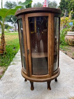 Vintage Miniature Curved Glass Curio Cabinet