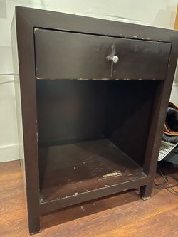 Black Nightstand / End Table with Drawer & Shelf